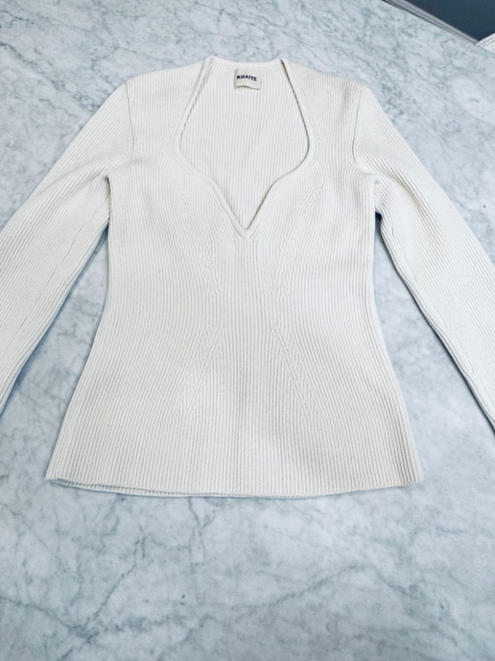 Khaite Ivory ribbed top, size М - Picture 2 of 7